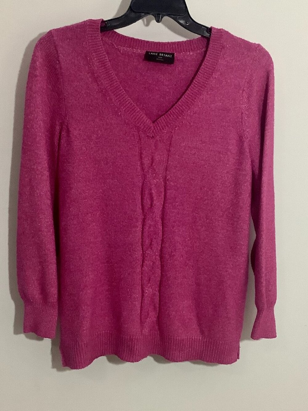 V Neck Sweater Pink Long Sleeve 22/24 Poly/Viscose/Nylon Lane Bryant Cozy - Picture 2 of 8
